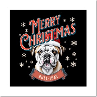 Bulldog Merry Christmas Posters and Art